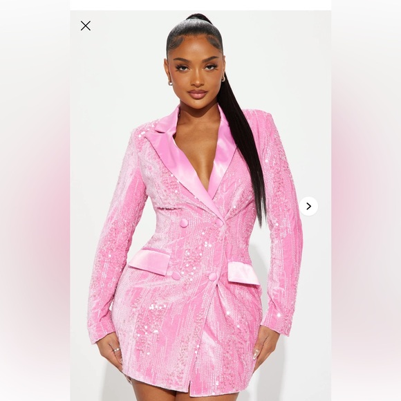 Fashion Nova Dresses & Skirts - FASHION NOVA Amelia Sequin Blazer Short Dress Pink Like New Worn Once SZ Medium